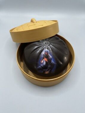 Black Suit Spider-Man Foam Dumpling Squishy with Gold Case | Superhero Squeeze